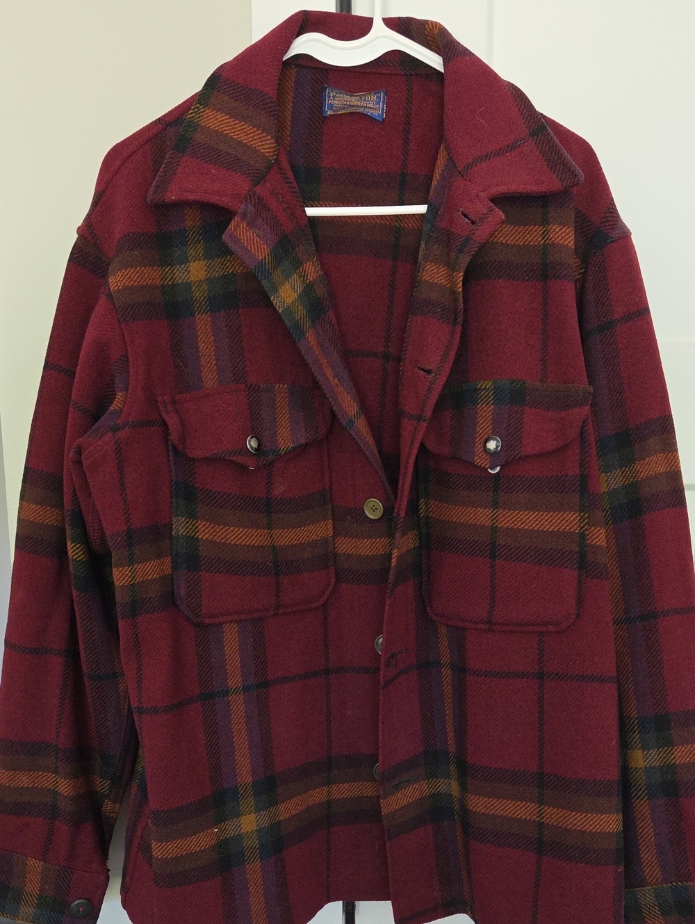 Pendleton Burgundy Plaid Wool Shirt Jacket